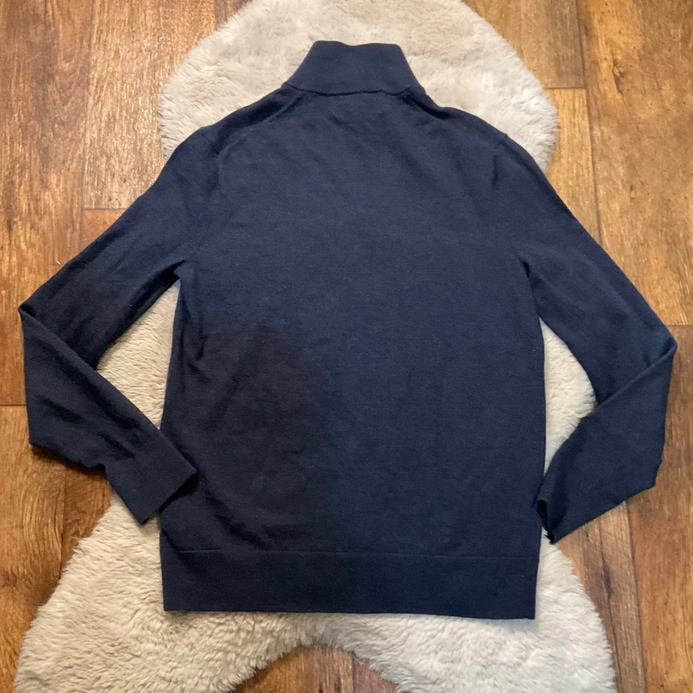 Banana Republic‎ Size Medium Tall Mens Italian Merino Wool 1/4 Zip Sweater Navy